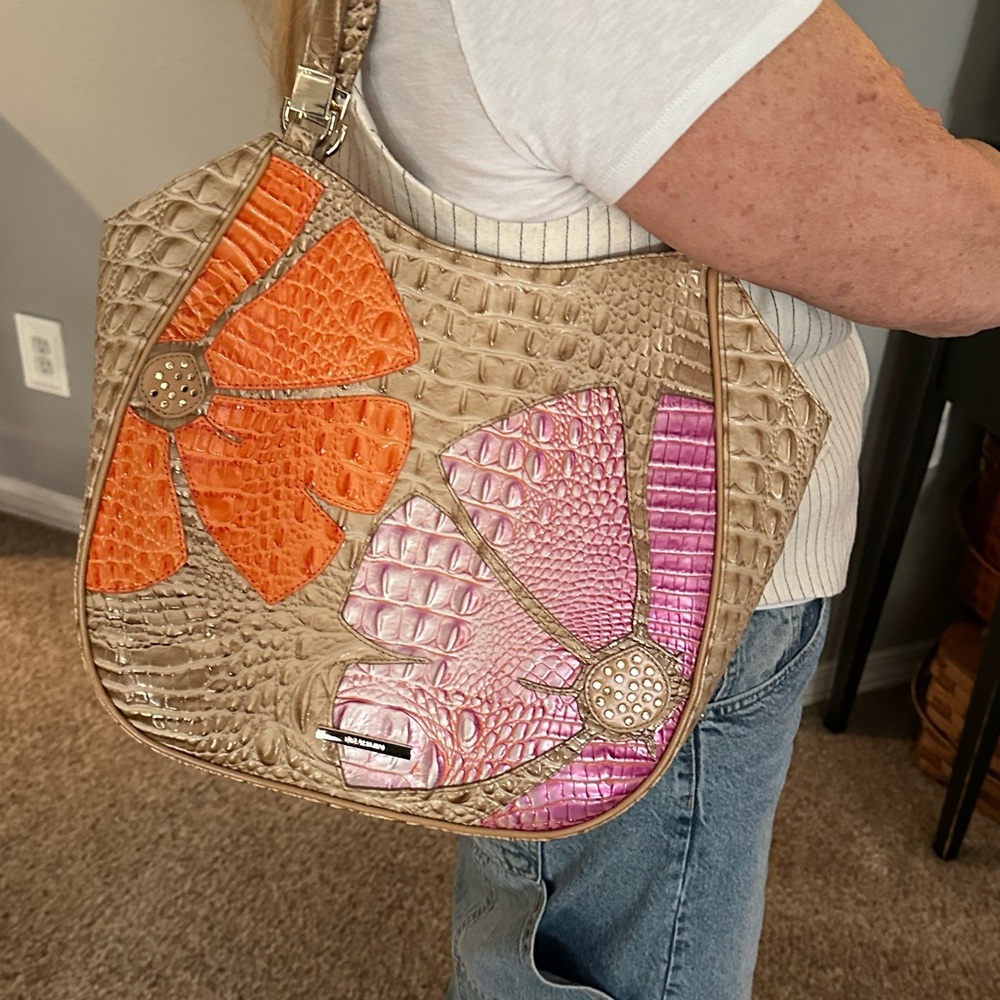 Brahmin Tan Crocodile-Embossed Shoulder Bag - Picture 4 of 5